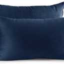 Nestl Throw Pillow Covers, Cozy Velvet Decorative Pillow Covers 12 x 20 Inches, Soft Solid Couch Pillow Covers for Sofa, Bed and Car, Set of 2 - Navy Blue