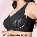 Soft Intention Jelly Wireless Bra Seamless Push Up Full Coverage Supportive Everyday Sport T-Shirt Bra Regular & Plus Size (Black, XXL)