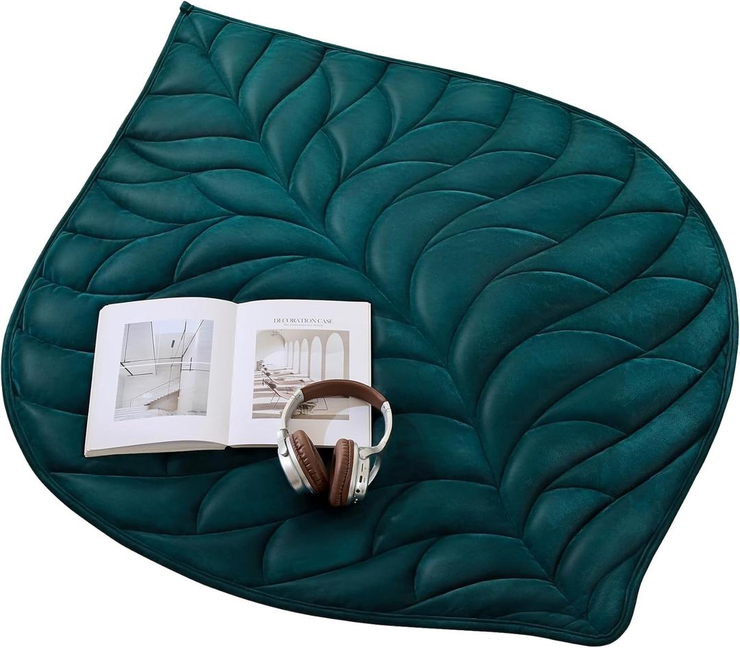 Weighted Lap Blanket 5 lbs 41"53" Luxury Soft Small Weighted Lap Pad for Adults,Portable Travel Leaf Weighted Throw Blanket for Relaxation, All-Season Use and Machine Washable Deep Green