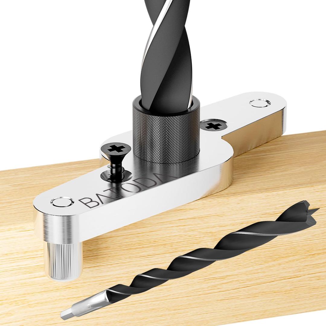 BATODA Dowel Jig Kit for Floating Shelf Bracket - 1/2 inch Drill Bit Included - Doweling Jig for Floating Shelf Hardware make Hidden Shelf Brackets for Invisible Shelves (Aluminum) (Silver)