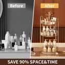 360 Rotating Makeup Organizer, Large-Capacity Skincare Make Up Storage 3 Tier Perfume Organizers Cosmetic Dresser Organizer with Makeup Brush Holder, Fits Bedroom, Bathroom, Vanity Shelf Countertop
