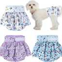 Washable Dog Diapers Female, 3 Pack Premium Reusable Doggie DiapersHigh Absorbency Leak-Proof Puppy Diapers for Female Dog in Heat, Period, Incontinence, Excitable Urination Girl Dog Diapers Dress (Small)