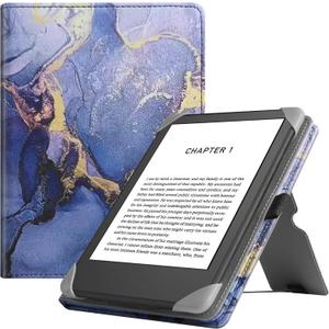 HGWALP Universal Case for 6" eReaders, Folio Leather Stand Cover with Handstrap Compatible with All 6 inch Paperwhite/Kobo/Tolino/Pocketook E-Book Reader,Marble Purple