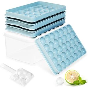 Ice Cube Trays with Lid and Bin, 1.0 IN Small Round Ice Cube Mold - 3 Pack(35 per Tray) Easy Release Stackable Ice Ball Maker Iced Bucket Kits, Circle Ice Tray for Cocktail, Whiskey & Drinks,BPA-Free