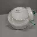 LIYH 50 Pcs White Scalloped Plastic Plates Reusable - Unbreakable Plastic Plates for Weddings Party Outdoor Picnics Dishwasher Safe BPA Free(25Guests)