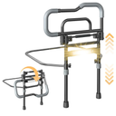 Bed Rails for Elderly Adults Safety, Foldable Bed Assist Rails for Seniors with Sensor Light & Storage Pocket, Adjustable Height, 180° One-Hand Folding Bed Side Rails Fit King Queen Full Twin