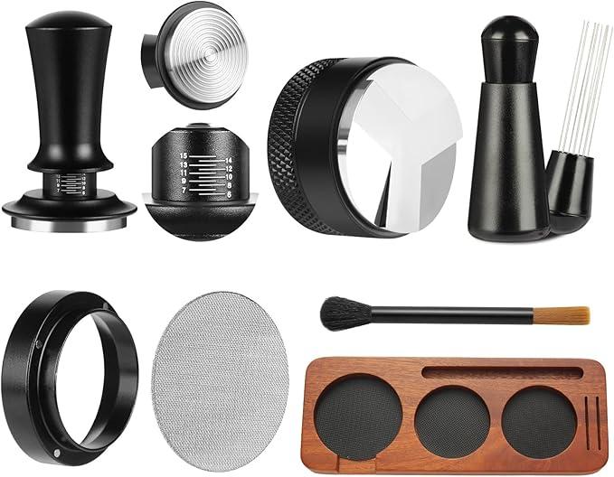 5 Pack Espresso Accessories Kit,54mm Espresso Tool Kit | Espresso Tamping Station | Coffee Distributor Tamper | WDT Tool | Dosing Funnel | Expresso Puck Screen | Christmas Gift for Espresso Lovers