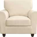 SearchI Stretch Sofa Cover Couch Covers, 2 Piece Armchair Slipcover with Separate Chair Cushion Cover, Washable Furniture Protector for Living Room(Armchair, Beige)