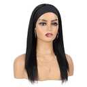 Headband Wig for Women Black Straight Synthetic Headband Wig Glueless Heat Resistant Natutal Looking for Daily Party Use (18 inch)