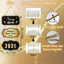 YUNKKIN Happy New Year Sign 2026 Black Gold New Years Wreath Door Sign Wooden Front Door Decorations Hanging Decor for Porch Wall Indoor Home Decor