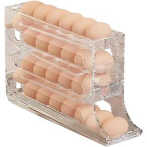 EGG HOLDER FOR FRIDGE, Auto Rolling Fridge Egg Organizer, Egg Rack For Refrigerator. (Clear)