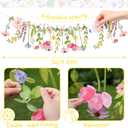 Butterfly Banner Wildflower Party Decorations Paper Flower Leaves Banner Butterfly Garland for Wall Decoration Spring Baby Shower Wedding Backdrop Decorations