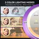 Auxmir 9" Large Lighted Makeup Mirror with Magnification, 1X/30X Double Sided Magnifying Mirror with Adjustable Height, Rechargeable Vanity Mirror with 3 Color Dimmable Lights, 360 Rotation