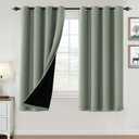 H.VERSAILTEX 100% Blackout Curtains for Bedroom Thermal Insulated Blackout Curtains 63 inch Length Heat and Full Light Blocking Curtains for Living Room with Black Liner 2 Panels Set, Cyan