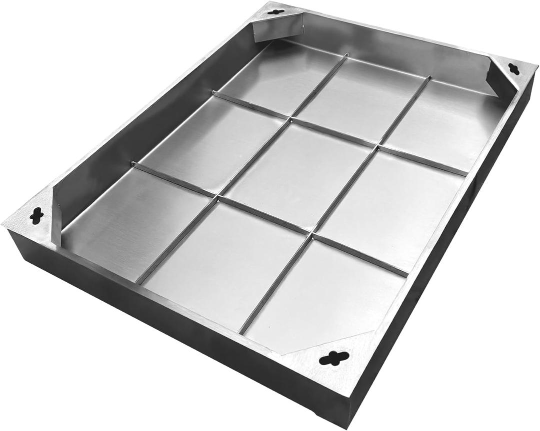 24x16in Invisible Stainless Steel Manhole Cover and Frame, Recessed Rectangular Stainless Steel Septic Tank Lid and Base, Embedded Metal Inspection Cover for Yard, Driveway, Pavement