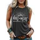 Hike More Tank Tops Women Camping Vest Summer Sleeveless Mountain Graphic Shirts, Small