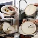 Stoneware Dinnerware Sets, Plates and Bowls Sets for 4, 12-Piece Ribbed Dishes Chip & Scratch Resistant, Microwave and Dishwasher Safe Tableware, Beige