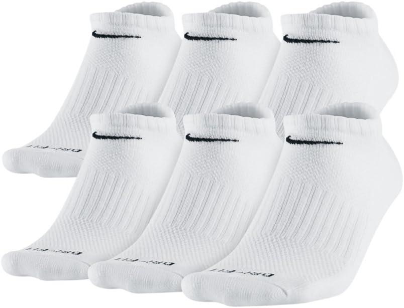 Nike Dry Fit Low Cut (6 Pairs) Unisex Athletic Socks (Large, White)
