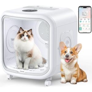 Automatic Cat Dryer Box 75L Extra Large Capacity Ultra Quiet Fast Pet Hair Drying Box Smart App Control Temperature and 360 Drying for Cats and Small Dogs