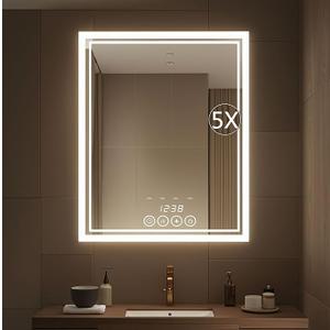 24 x 36 Inch Wall-Mounted Bathroom Mirror with LED-Lights - Frame Vanity Mirrors (24" x 36", Rectangle)