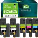 GREENBOX Remanufactured 6027 High-Yield Toner Cartridge Replacement for Xerox 6022 6027 106R02759 106R02758 106R02757 106R02756 for Phaser 6020 6022 Printer (2 Black 1 Cyan 1 Magenta 1 Yellow, 5-Pack)