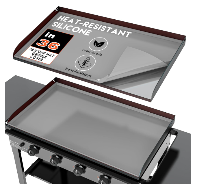 Silicone Griddle Mat for Blackstone Griddle 36 Inch - Food Grade Silicone Griddle Cover for Blackstone Flat Top Grill, 36" Thickened Grilling Mat Accessory for Black Stone Protection (Grey)