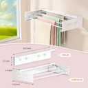 Wall Mounted Drying Rack Upgrade, Laundry Clothes Drying Rack Foldable, Collapsible Drying Rack Clothing Wall Mount, with Hooks and Wall Template for Indoor Outdoor Hanging Clothes, 60lbs, 23.6 Inch (White) 1 Pack
