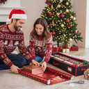 HOLDN STORAGE Premium Wrapping Paper Storage Container - Durable 600D Tear-Proof, Fits 27 Rolls Gift Wrap, Extra Pockets for Ribbons & Bows, Underbed Storage - Ideal for Holiday Christmas, Black (Black/Red Trim)