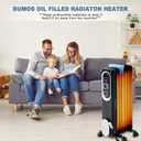 Dumos Oil Filled Radiator Heater with Adjustable Thermostat, Noiseless
1500W Oil Space Heater for Indoor Use, Portable, Bedroom, Living Room, 22inch Black