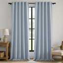 MIULEE Thick Linen Curtains 96 Inches Long Light Blue Semi Sheer for Farmhouse/Living Room/Bedroom, Linen Textured Light Filtering Window Privacy Drapes with Back Tab Rod Pocket, 42Wx96L, Set of 2