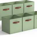 GRANNY SAYS 11 Inch Cube Storage Bins, Collapsible Fabric Storage Cubes with Handle, Closet Baskets for Organization, Storage Cubes for Shelves, Closet, Sage Green, 6-Pack