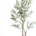 Artificial Fake Olive Tree 4FT Tall 1Pack with White Planter Faux Silk Olive Tree for Home Living Room Office Decor Faux Artificial Plants Indoor with Fruit & Free Moss