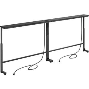 Kitstorack 2-Pack Black Narrow Console Table Behind Couch, Adjustable Height (25"-33") & 2 Power Outlets, Skinny Entryway Sofa Table 5.9" Deep x 79" Long, Split Design for Separate Use