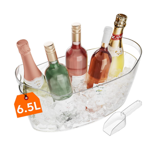 Lifewit Large 6.5L Ice Bucket for Parties, Portable Drink Bucket for Cocktail Bar, Plastic Champagne Cooler for Beverage/Beer/Juice, Mimosa Bar Supplies Chiller Tub with Scoop