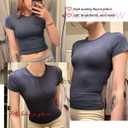 Dwnval Womens 2 Piece Sexy Casual Short Sleeve Crewneck Shirts Summer Slim Fit Cute Crop Tops (XL)