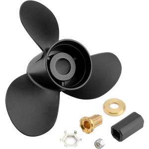 13 1/4 x17 Pitch Propeller - 48-77344A45 Aluminum Outboard Boat Propeller - Compatible with Mercury & Mercruiser Engines 60-125HP, 15 Spline Tooth, RH, 3-Blade - Flo-Torq II Hub Kit Included