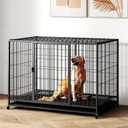 48 inch Metal Wire Dog Crate for Large Dogs with Tray, Double Door, Puppy Dog Playpen for Yard Indoor Outdoor Use, XL Dog Cage Kennel (47.2"L x 29.7"W x 32.7"H, Black)