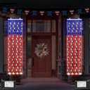 DBFAIRY 2 PCS American Flag Lights, 336 LED 4th of July USA Net Light Outdoor with Timer, 8 Modes Red White Blue Banners Lights for Independence Flag Day, Each 6.6Ft (L) x 1.2Ft (W)