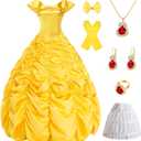 Akokvlar Yellow Princess Costume for Women Adult Halloween Party Dress, Yellow XXL