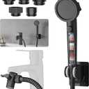 Sink Hose Sprayer Attachment for Faucet, 3 Mode Shower Head Attaches to Tub Faucet with 5 Adapters, High Pressure Shower Head for Bathtub, Handheld Showerhead with Filter (Black)