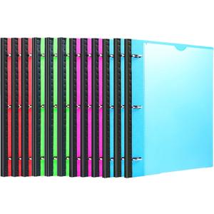 Telescoping 3 Ring Binder-12PCS, Flexible Binder with Customized Front Cover+Clear Catalog Pocket+3 Round Rings, Flat Writing Binder, 4 Bright Colors