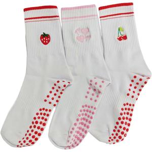 Pilates Socks for Women Yoga Barre Grippy Socks Non Slip Athletic Workout Crew Sock for Hospital (One Size, Pack 01)