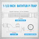 Cinsda Bathtub Shower Drain Pipe, Low Profile Flat 1 1/2 P Trap Kit Flexible Freestanding Tub Drain for Bath