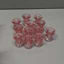 Pink Candlestick Holders Bulk, 12 Pcs Glass Candle Holders Set,Crystal Taper Candle Holder for Wedding, Table Centerpiece, Home Decoration