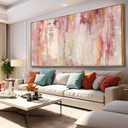 SOUGUAN Pink and Gold Pictures Canvas Wall Art for Bedroom Abstract Hand Paintings Home Decor for Bedroom Kitchen Office Wall Decorations Ready to Hang 30 x 60 Inch (30x60)