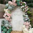 Dusty Pink and Green Balloon Garland Arch Kit, 151Pcs Pink Misty Sage Green Pastel Balloon Neutral Balloons for Boho Baby in Bloom Baby Shower Birthday Wedding Gender Reveal Party Decorations