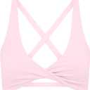 Lacozy Sports Bras for Women Criss Cross Back V-Neck Wireless Padded Yoga Workout Crop Top Strappy Tank Light Pink M (M)