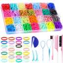 28 Colors Rubber Bands with 8 Hair Styling Tools, 1500 Pcs Colorful Elastic Ties Small Rubber Bands Baby Toddler Ties for Girls Hair Accessories Christmas Gifts (multicolor)