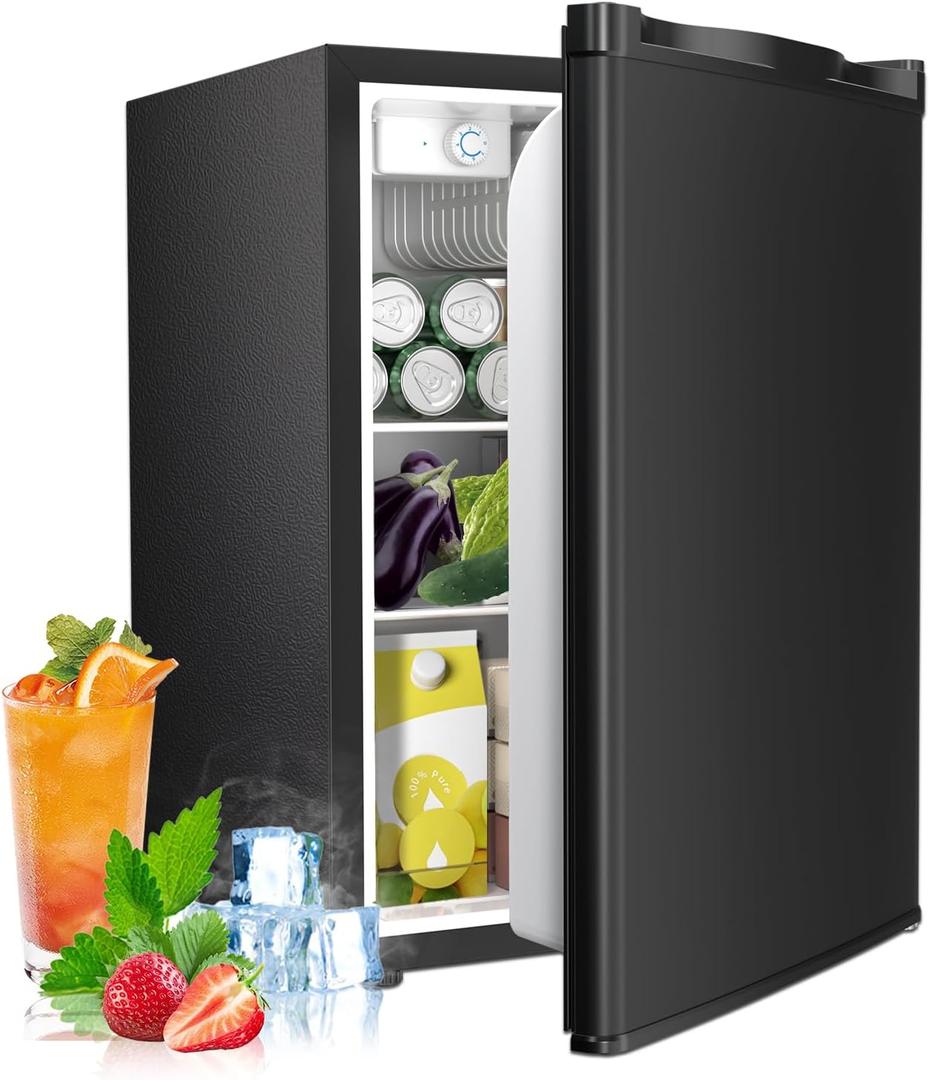 2.56 Cu.ft Compact Refrigerator with Reversible Single Door, BLACK