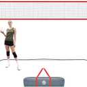 Volleyball Practice Net with with Patented 5-Height Adjustment (6'6'' to 8'), Portable Freestanding Training System for Backyard, Indoor or Outdoor, Heavy Duty & Easy Setup (12 ft)